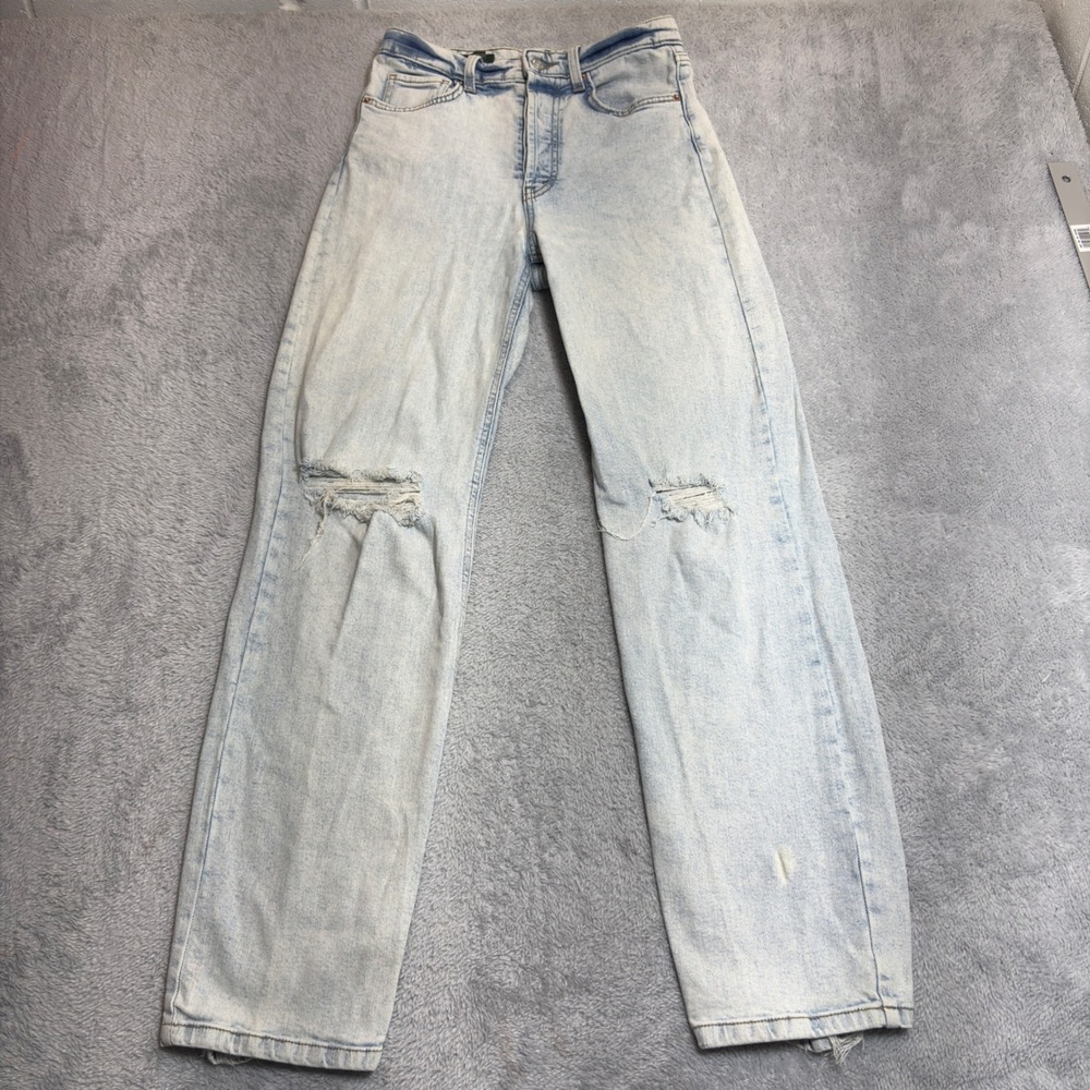Wild Fable Straight Jeans Womens 4 Light Wash Super High Rise Distressed Denim